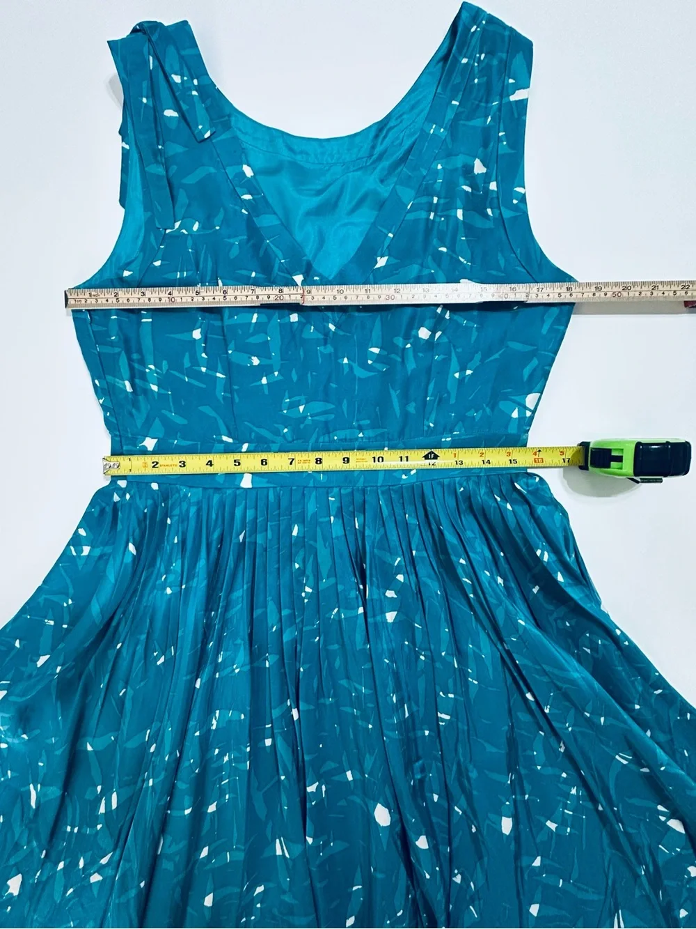 Kate Spade New York Melody Silk Pleated Dress Teal Fit & Flare Size 10 - Picture 8 of 15